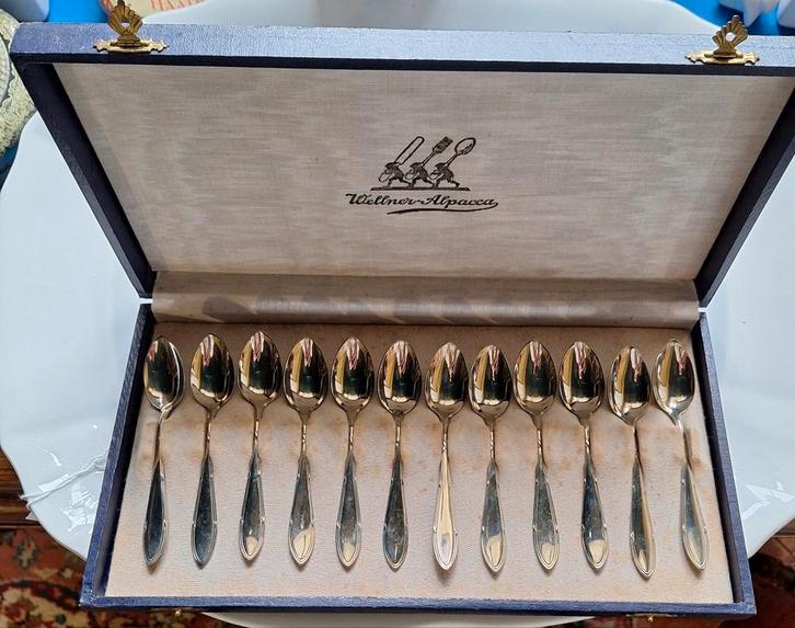 Wellner Verzilverde Theelepels in Originele Doos, Antiek en Kunst, Antiek | Bestek, Ophalen of Verzenden