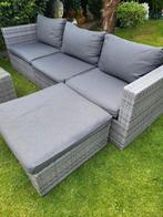 LeSUD wicker LOUNGESET bank, stoel, hocker tafel + glasplaat, Ophalen, Gebruikt