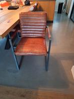 4 stuks cognac lederen Eetkamerstoelen, gebruikt maar in zee, Huis en Inrichting, Stoelen, Gebruikt, Bruin, Ophalen of Verzenden