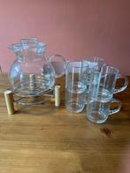 Glazen theepot + theewarmer + 6 theeglazen, Glas of Glazen, Ophalen of Verzenden, Overige stijlen, Glas