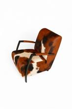 Industriële Fauteuil Tricolor Koeienhuid, Ophalen of Verzenden