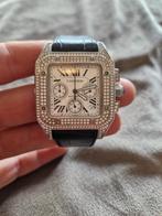 Cartier santos xl diamond horloge, Overige merken, Leer, Staal, Polshorloge