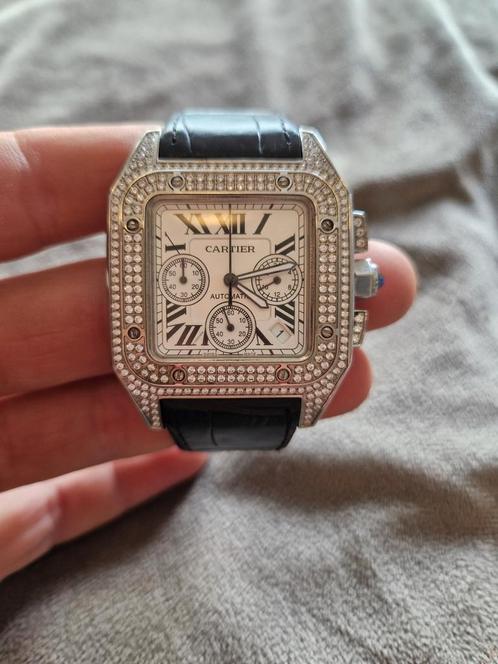 Cartier santos xl diamond horloge, Sieraden, Tassen en Uiterlijk, Horloges | Heren, Zo goed als nieuw, Polshorloge, Overige merken