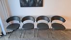 4 grijs leren design stoelen Calligaris Italy zgan, Ophalen, Zo goed als nieuw, Vier, Metaal