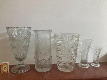 5 kristalglas vazen transparante glazen bloemenvazen vintage beschikbaar voor biedingen
