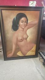 Prachtig groot schilderij Indonesische vrouw, Ophalen of Verzenden