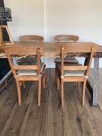 Vier stuks houten stoelen stoel hout eetkamerstoelen, Vier, Gebruikt, Ophalen of Verzenden, Bruin