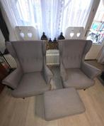 Ikea Strandmon fauteuils + voetenbank, Ophalen, Gebruikt, Klassiek, 75 tot 100 cm