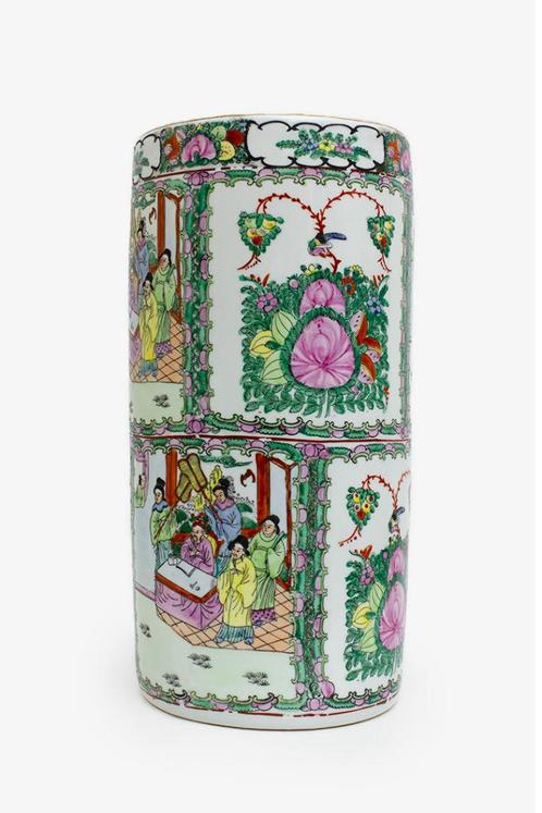Grote Chinese porseleinen vintage paraplubak handbeschilderd, Huis en Inrichting, Woonaccessoires | Paraplubakken, Gebruikt, Overige materialen