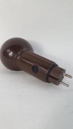 Vintage nachtlamp, stopcontactlamp, bruin metaal. 8A11, Huis en Inrichting, Lampen | Wandlampen, Gebruikt, Ophalen of Verzenden