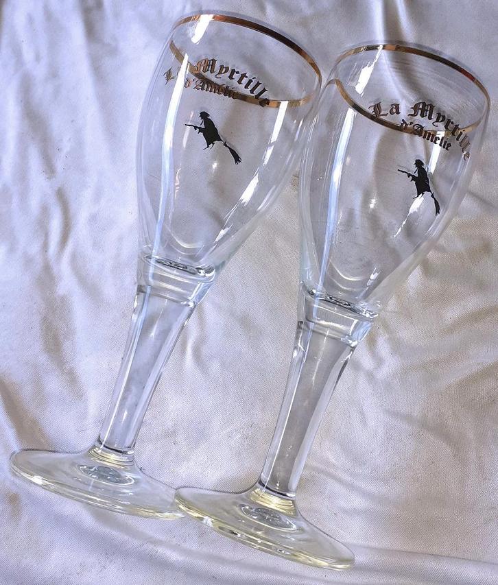 keuken vintage set 2 bierglazen La Myrtille D'Amélie, Verzamelen, Biermerken, Nieuw, Glas of Glazen, Overige merken, Ophalen of Verzenden