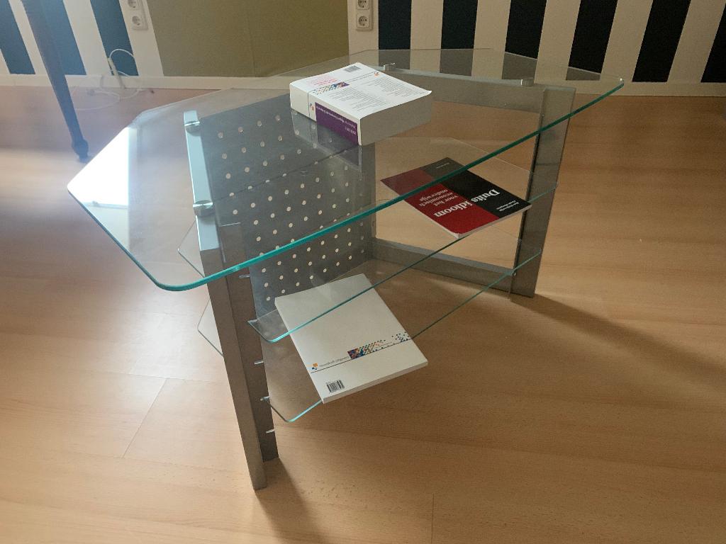 TV-audio meubel, Huis en Inrichting, Kasten | Televisiemeubels, Ophalen, Gebruikt, 50 tot 100 cm, Glas