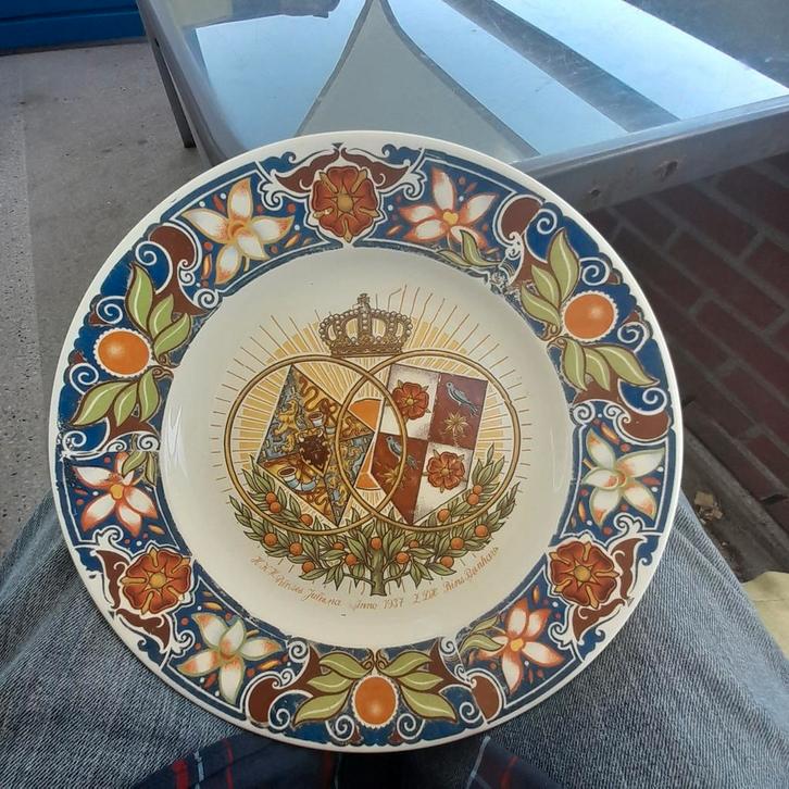 Herdenkingsbord Prinses Juliana & Prins Bernhard 1937, Antiek en Kunst, Antiek | Wandborden en Tegels, Ophalen of Verzenden