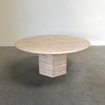 Travertijn koffie tafel jaren 60 70 80 rond beschikbaar voor biedingen