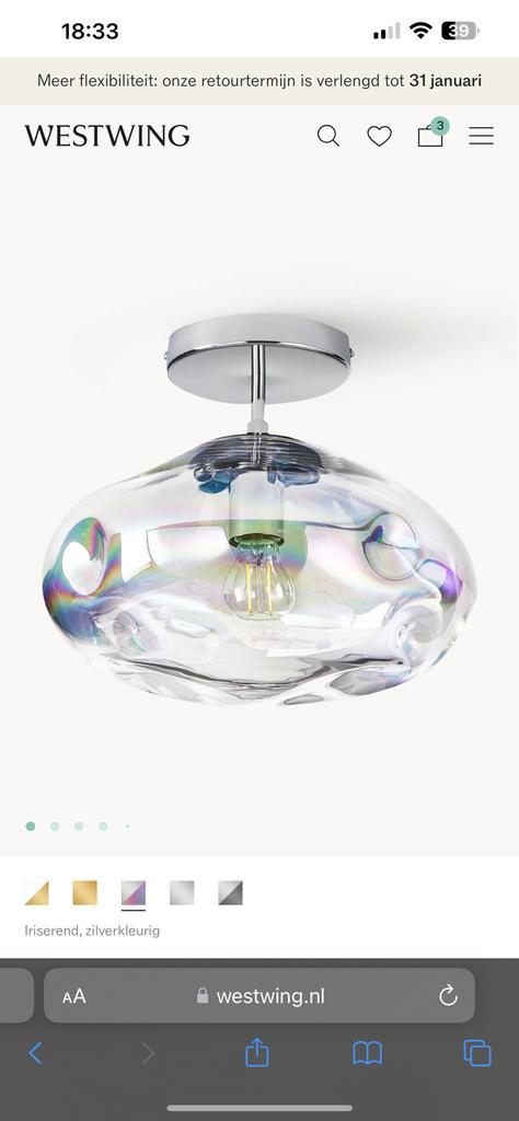Westwing plafondlamp Amora iriserend glas, Huis en Inrichting, Lampen | Losse lampen, Zo goed als nieuw, Led-lamp, Minder dan 30 watt