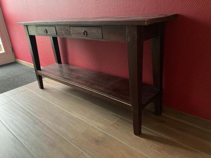 Side table met 2 lades 160 cm lang, Huis en Inrichting, Tafels | Sidetables, Gebruikt, 25 tot 50 cm, 150 tot 200 cm, Rechthoekig