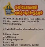 Schoonmaakster aangeboden