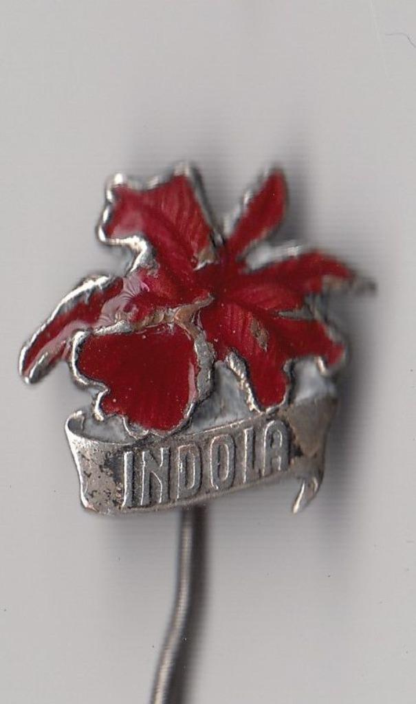 Indola Haarproducten emaille speldje, Verzamelen, Speldjes, Pins en Buttons, Gebruikt, Speldje of Pin, Overige onderwerpen, Ophalen of Verzenden