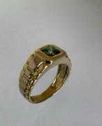 14K Gouden Rolex Ring met Groene Zirkonia - Maat 18,5, Sieraden, Tassen en Uiterlijk, 18 tot 19, Heer, Ophalen of Verzenden, Zo goed als nieuw