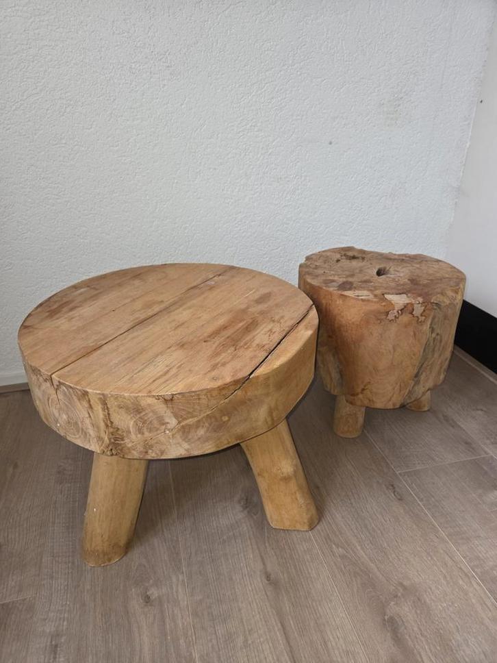 Houten Salontafel/Bijzettafels - Set van 2, Huis en Inrichting, Stoelen, Gebruikt, Twee, Hout, Bruin, Ophalen of Verzenden