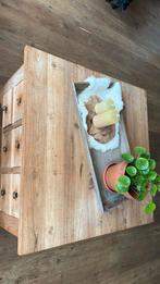 Teaktafel met veel opbergruimte, Huis en Inrichting, Tafels | Salontafels, Gebruikt, 200 cm of meer, Minder dan 50 cm, Vierkant