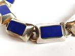 zware sterling zilver armband met azuriet, Mexico 1960-'70, Sieraden, Tassen en Uiterlijk, Antieke sieraden, Ophalen of Verzenden