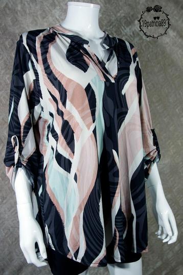 Perfect art print blouse knoopje voor 3 kwart mouw  zwart/ro beschikbaar voor biedingen