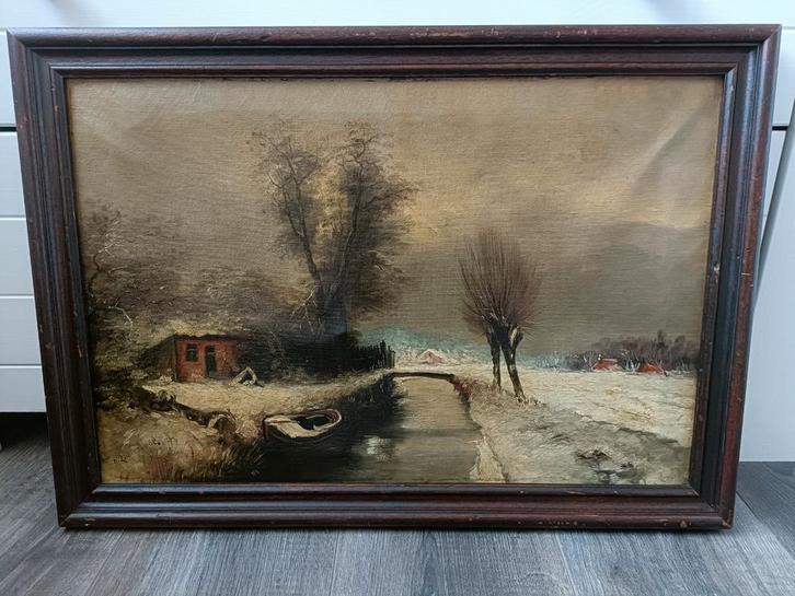 Winterlandschap naar Louis Apol, Antiek en Kunst, Kunst | Schilderijen | Klassiek, Ophalen of Verzenden