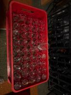 46 Flûtes + krat voor 50 glazen, Gebruikt, Ophalen of Verzenden, Glas, 25 flessen of meer
