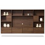 Cinewall wandkast japandi stijl noten 280x154cm, Ophalen, 250 tot 300 cm, Met klep(pen), Nieuw