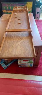 Klassieke eikenhouten wedstrijd-sjoelbak met stenen, Hobby en Vrije tijd, Gezelschapsspellen | Overige, Ophalen, Gebruikt