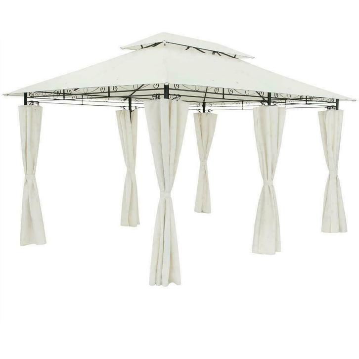 Chique Stalen Kwaliteits Paviljoen Prieel 3x4m. Creme, Tuin en Terras, Partytenten, Nieuw, Paviljoen, Ophalen of Verzenden