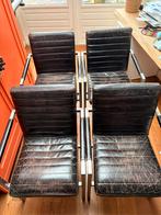 Eetkamer stoel leer, Huis en Inrichting, Stoelen, Ophalen, Gebruikt, Zwart, Leer