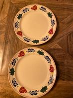 2 Boerenbont ontbijt Borden - 21,5 cm, Huis en Inrichting, Keuken | Servies, Ophalen, Gebruikt, Bord(en), Aardewerk