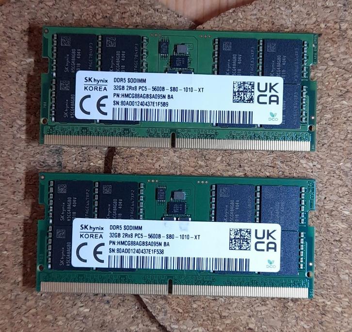 64GB DDR5 SODIMM (2x32GB) SK hynix - Nieuwstaat!, Computers en Software, RAM geheugen, Nieuw, Laptop, 32 GB, DDR5, Ophalen of Verzenden