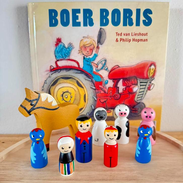 Houten Boer Boris pegdolls, Kinderen en Baby's, Speelgoed | Educatief en Creatief, Nieuw, Ontdekken, Ophalen of Verzenden