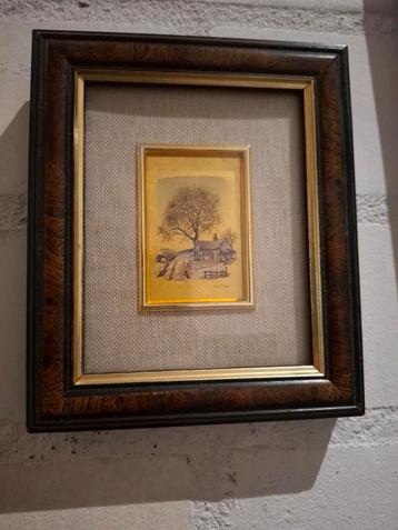 23 kt bladgoud chromolithografie zeldzame kunst vintage beschikbaar voor biedingen