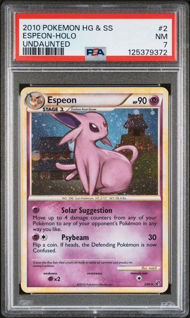 Espeon Holo Undaunted HGSS PSA 7 - Zeldzame Pokémonkaart!, Hobby en Vrije tijd, Verzamelkaartspellen | Pokémon, Zo goed als nieuw