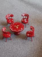 Tafel met stoeltjes poppenhuis, Verzamelen, Ophalen of Verzenden, Gebruikt, Poppenhuis