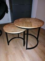 Set van 2 mangohouten bijzettafels, Ophalen, Minder dan 45 cm, Minder dan 55 cm, Gebruikt