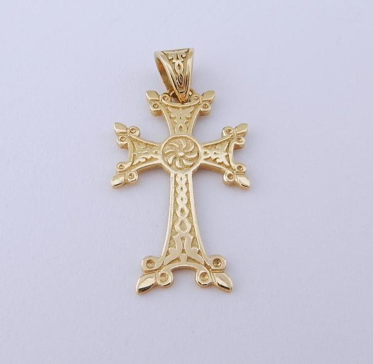 14 karaat Gouden Kruisje - - Hanger, Sieraden, Tassen en Uiterlijk, Kettinghangers, Nieuw, Goud, Goud, Kruis of Symbool, Verzenden