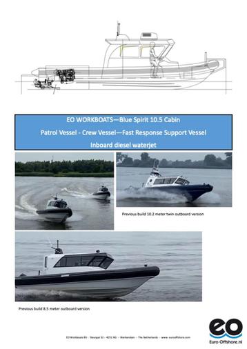 Cabin Rib for Sale: Blue Spirit 10.5 twin Yanmar-Waterjet