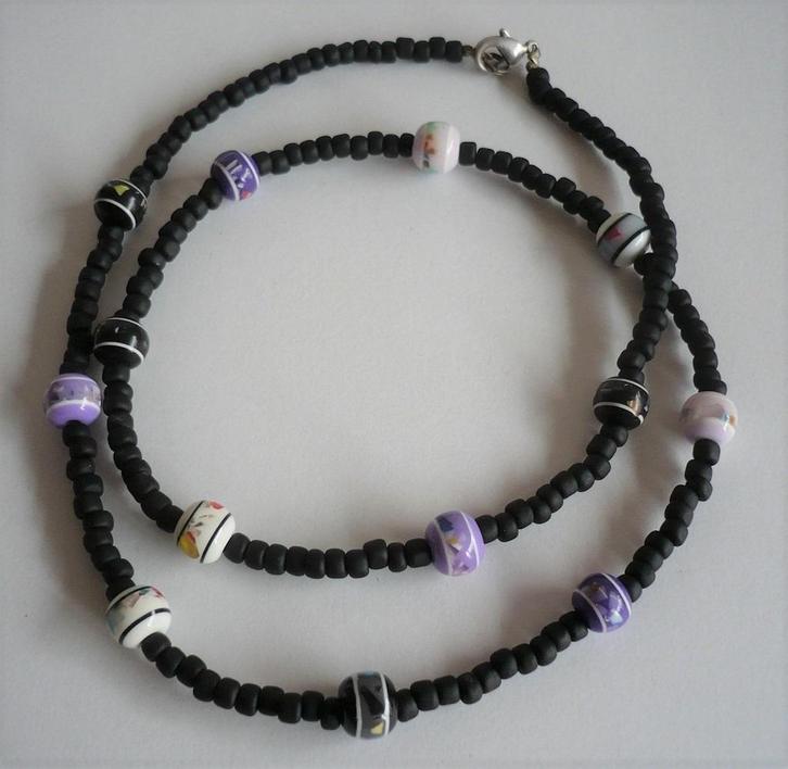 029 Gratis bij aankoop van af 10,00 euro., Sieraden, Tassen en Uiterlijk, Kettingen, Nieuw, Overige materialen, Zwart, Ophalen of Verzenden