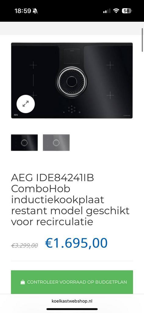 Mooie en nette kookplaat geïntegreerde afzuiging Bora AEG, Witgoed en Apparatuur, Kookplaten, Zo goed als nieuw, Inbouw, Inductie