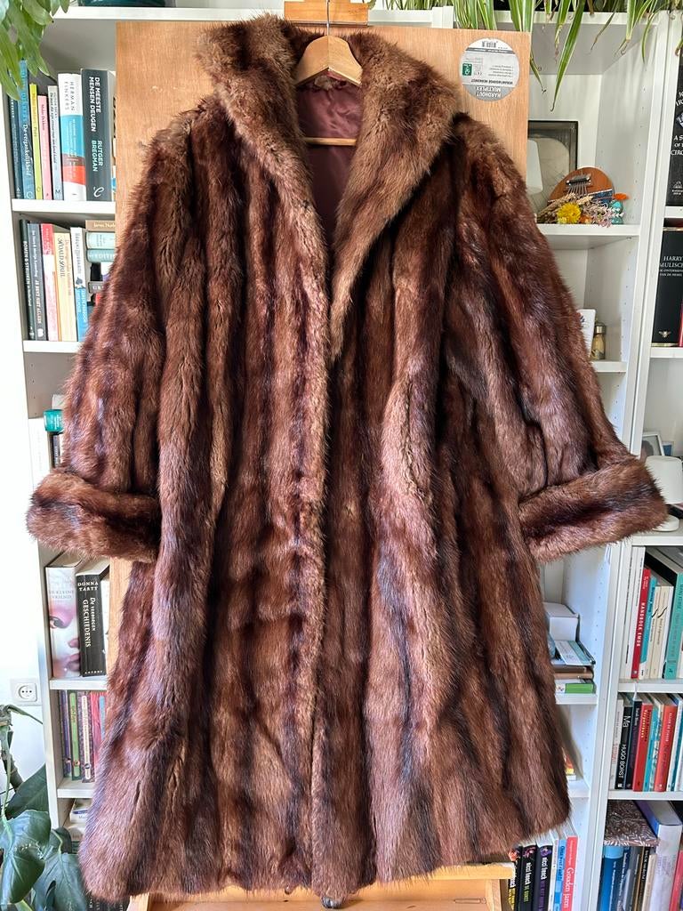 Echte Nerts Bontjas - Maat S/M - Handgemaakt, Ophalen, Gedragen, Maat 38/40 (M), Bruin