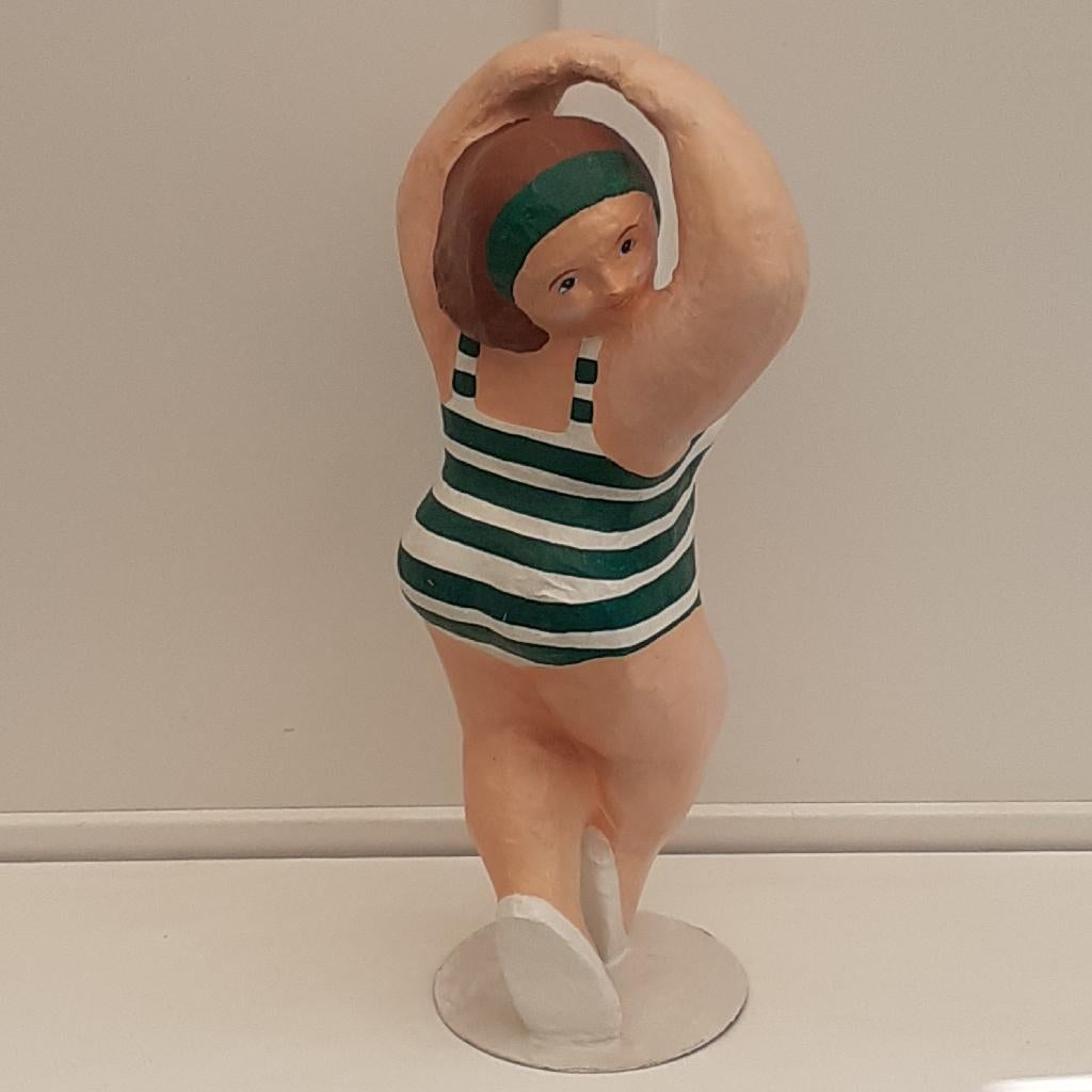 Vintage handgemaakte papier-maché ballerina sculptuur, 63 cm, Verzenden, Gebruikt, Mens