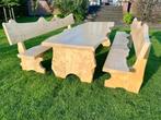 Houten tuintafels met of zonder banken, Tuin en Terras, Ophalen of Verzenden, Zo goed als nieuw, Rechthoekig