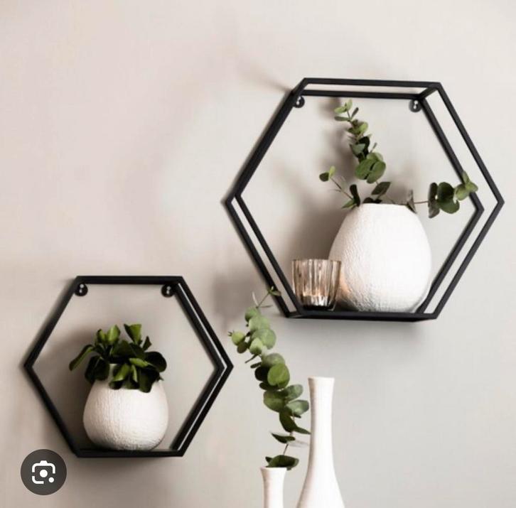 Light and Living Hexagon Wandrek - Zwart, Huis en Inrichting, Woonaccessoires | Wandplanken en Boekenplanken, Zo goed als nieuw