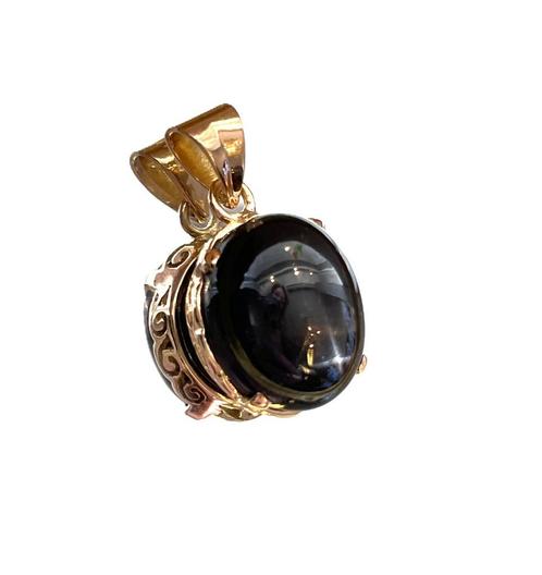 Antieke 14 Karaat Gouden Hanger Cabochon Ster Diopsied, Sieraden, Tassen en Uiterlijk, Kettinghangers, Zo goed als nieuw, Goud