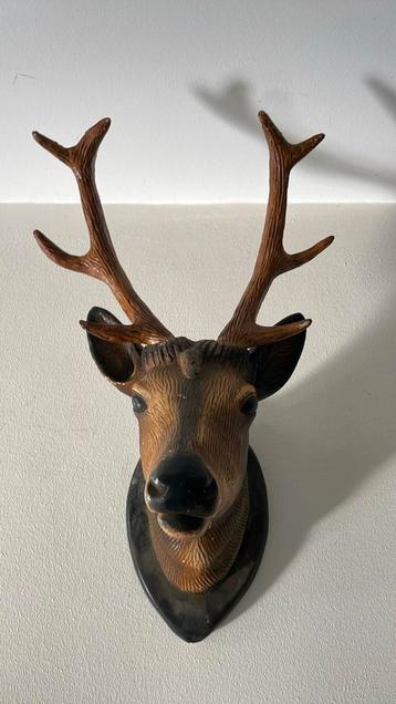 Vintage Gipsen Hertenkop Wanddecoratie beschikbaar voor biedingen